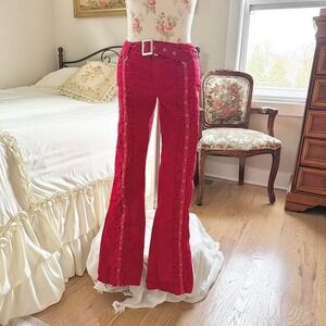 Y2k red low rise pants  y2k san julian red pants